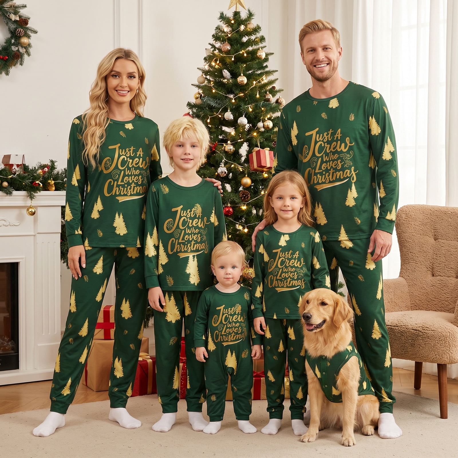 Matching Family Tree Family Matching Christmas Pajamas Set Tree Letter Print Holiday Pajamas ...