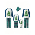thumbnail image 1 of Family Matching Christmas Pajamas Set Tree Letter Print Tops and Plaid Pants Holiday Pajamas Sleepwear, 1 of 11