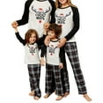 thumbnail image 1 of Family Matching Christmas Pajamas Sets Long Sleeve Elk Print Tops + Plaid Pants or Long Sleeve Patchwork Jumpsuit, 1 of 3