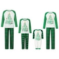 thumbnail image 1 of Family Matching Christmas Pajamas, StarLetter Print Long-Sleeved Tops + Plaid Pattern Trousers Sleepwear Outfits, 1 of 10