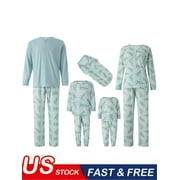 CAITZR Family Matching Christmas Pajamas, Xmas Tree Print/Solid Long-Sleeved Tops Trousers/One-Piece Jumpsuit/Dog Clothes