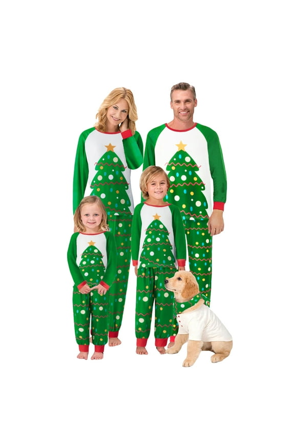 Family Matching Christmas Pyjamas Set Green Pattern Printed Clothes Set, Matching Sets Christmas PJs for Family Pajamas