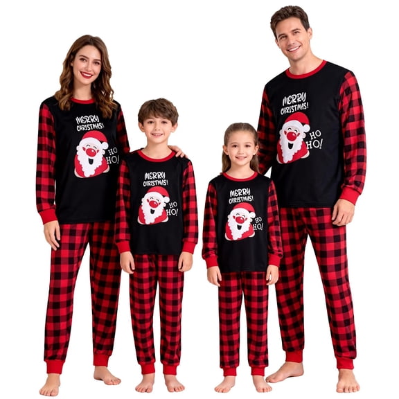 Family Matching Christmas Pyjamas Set, Xmas Santa Claus PJs Winter Sleepwear Nightwear for Mens Womens Adults Kids