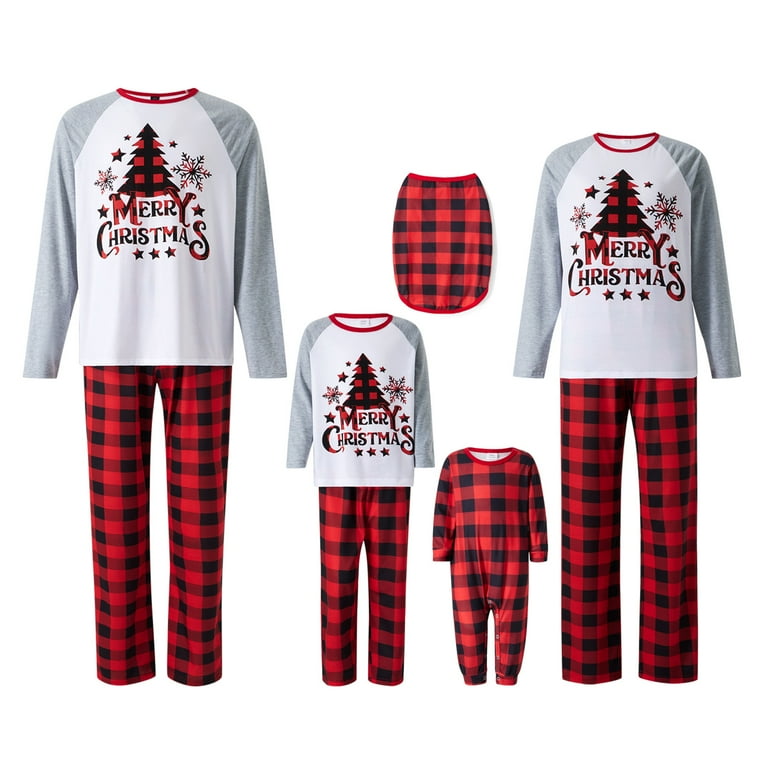 Family Matching Christmas Sleepwear Christmas Tree Plaid Print