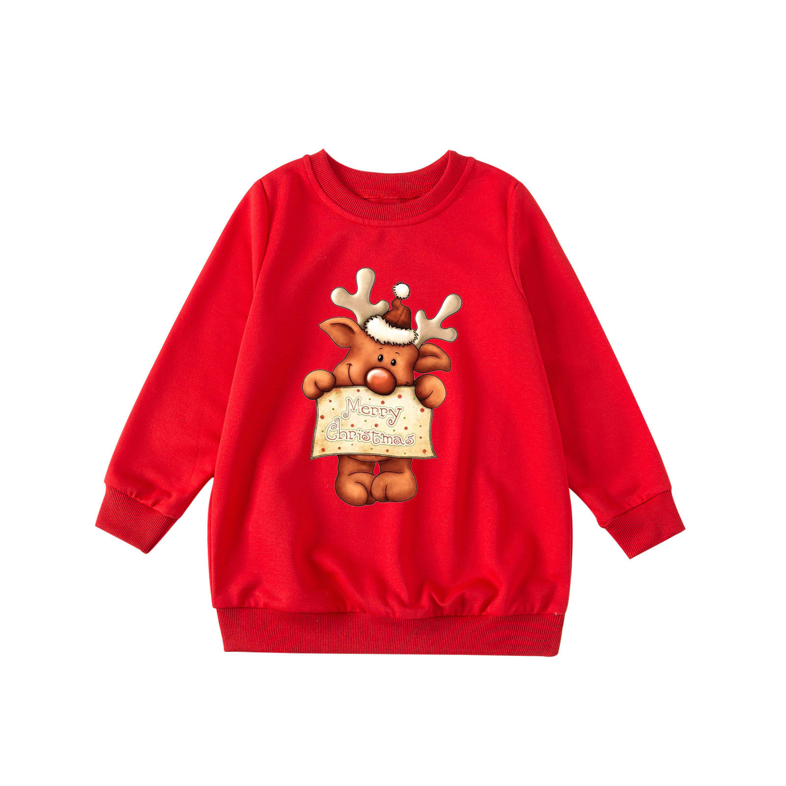 Family Matching Christmas Sweatshirts Cute Long Sleeve Round Neck