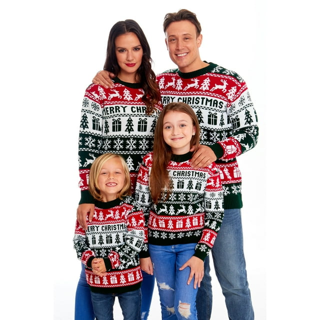 Family Matching Christmas Ugly Sweaters Long Sleeve Reindeer Snowflakes