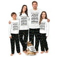 thumbnail image 1 of Family Matching Christmas Vacation Pajama Set, Festive String Light Design with Black Pants and Pet Outfit, 1 of 7