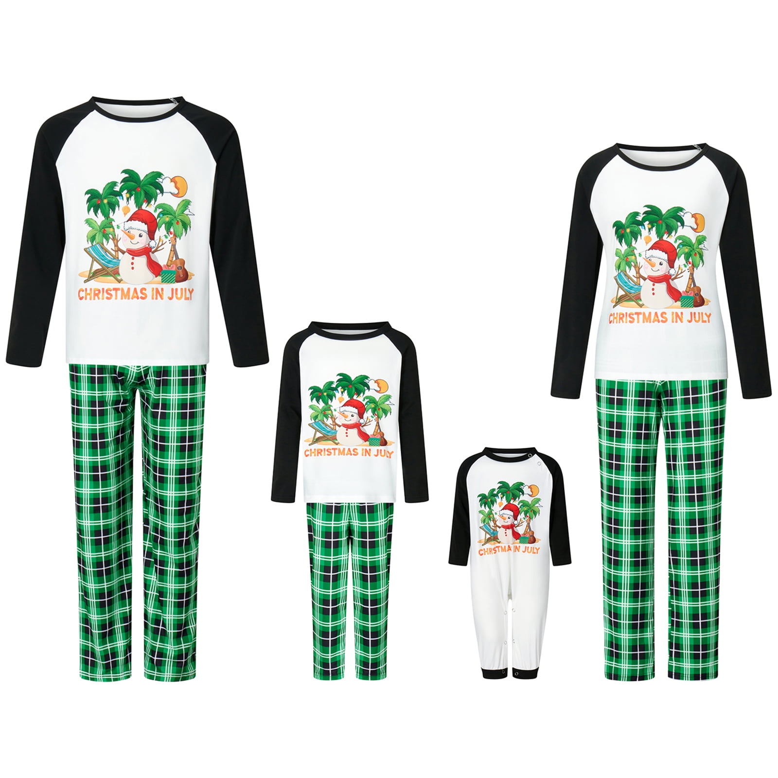 Family Matching Christmas Vacation Pajamas SnowmanTree Print Long