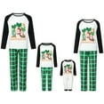 thumbnail image 1 of Family Matching Christmas Vacation Pajamas, SnowmanTree Print Long Sleeved Tops+Plaid Trousers Sleepwear Outfits, 1 of 10