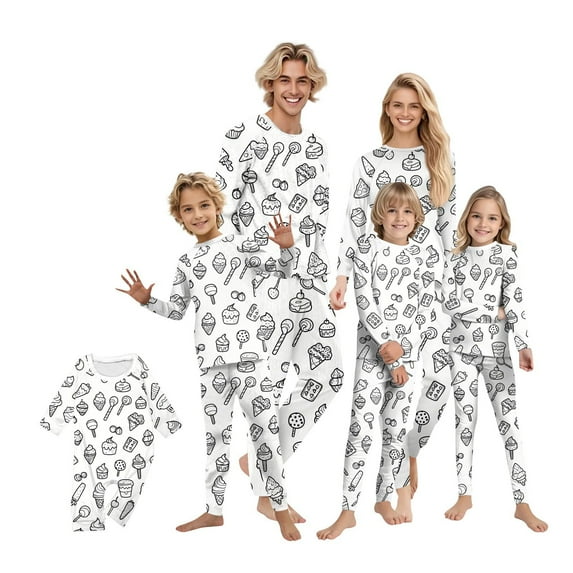 Family Matching Colorable Pajamas Sets DIY Hand Painted Christmas 2 Piece Pajama Set Funny Soft Cute Coloring Pjs Set