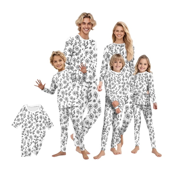Family Matching Colorable Pajamas Sets DIY Hand Painted Christmas 2 Piece Pajama Set Xmas Cute Coloring Soft Pjs Set
