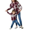 thumbnail image 1 of Family Matching Flannel Plaid Shirt Mommy and Me Long Si Lapel Plaid Velvet Casual Party Spring Buttons Cardigan, 1 of 5