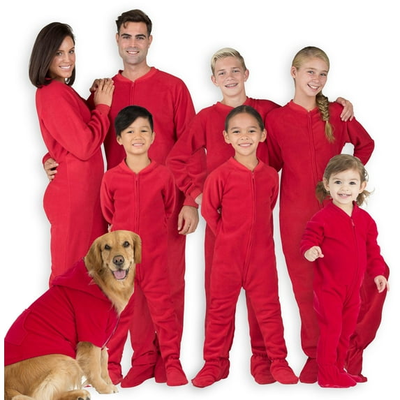 Family Matching Footed Pajamas Bright Red Toddler Fleece One Piece - Medium