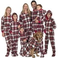 thumbnail image 1 of Family Matching - Footed Pajamas - Festive Plaid Adult Hoodie Fleece One Piece - Adult - Medium Adult Plus Size/Wide (Fits 5'8 - 5'11"), 1 of 11