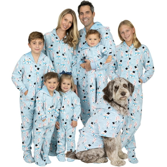 Family Matching - Footed Pajamas - Frosty Winter Infant Hoodie Fleece One Piece - Infant - Medium (Fits 3 - 6mos.)