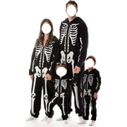 ROAONOCOMO Family Matching Halloween Onesies Pajamas, Funny Skeleton Printed Hooded Zippered PJs Holiday Loungewear for Men/Women/Kids