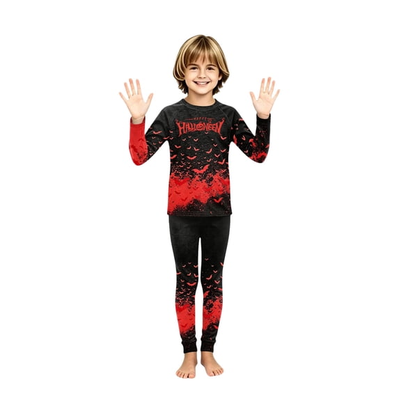 Family Matching Halloween PJs Set, Soft Patterned Long Sleeve Sleepwear Loungewear Outfits for Cozy Family Pajama Party