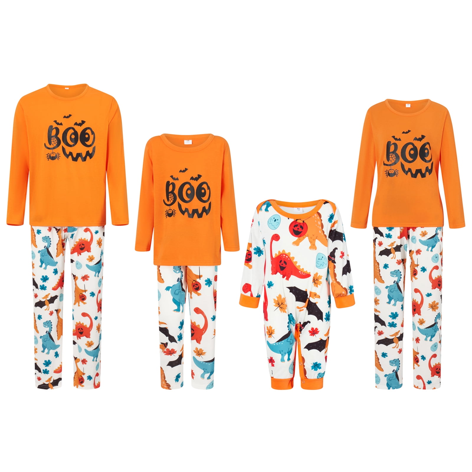 Family Matching Halloween Pajamas Dinosaur Bat Print PJs Sleepwear