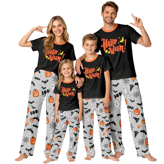 Family Matching Halloween Pajamas Set - 2 piece Halloween Short Sleeve Top & Pants ,Halloween Pjs for Family Photos for Family Halloween Night for 6 Years Pjs