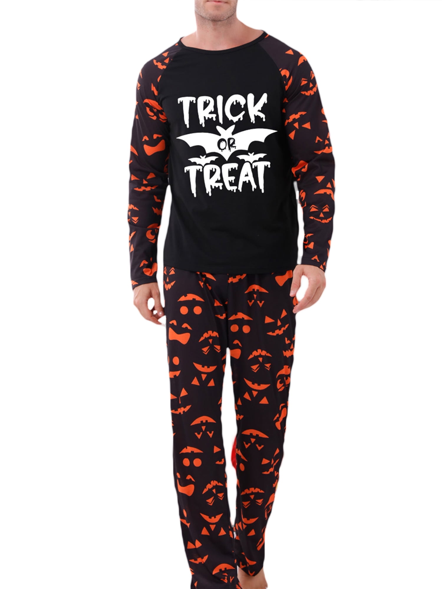 Family Matching Halloween Pajamas Set Bat Letter Print Holiday Pajamas