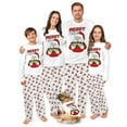 thumbnail image 1 of Family Matching Holiday Pajama Set, Santa Fishing Design with Festive White Patterned Pants, 1 of 7