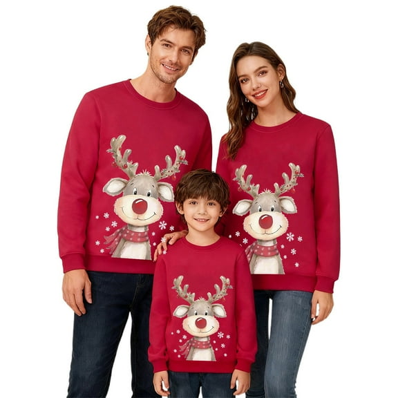 Family Matching Hoodie 3 Piece Parent And Kids Holiday Sweatshirts Cozy Outfit Festive Printed Pajamas
