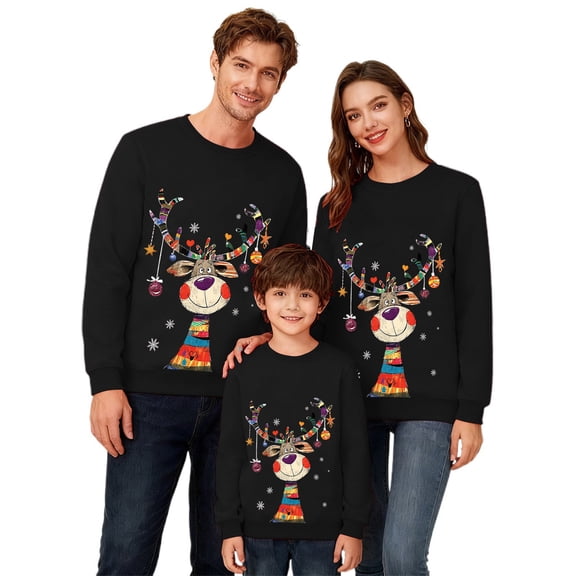 Family Matching Hoodie 3 Piece Parent And Kids Holiday Sweatshirts Cozy Pullover With Festive Print Design For Family Photos