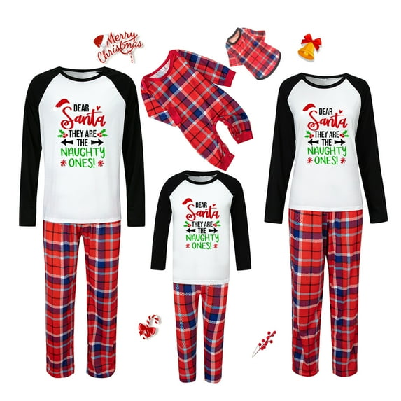 Family Matching Merry Christmas Pajamas Set Holiday Santa Tree Sleepwear Xmas PJS Set for Couples and Kids