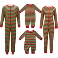 thumbnail image 1 of Family Matching Nightwear Christmas Pajama Striped Round Neck Long Sleeve Jumpsuit Romper, 1 of 7