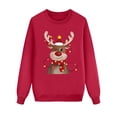 thumbnail image 1 of Family Matching Outfits Long Sleeve Pullover Sweatshirt for Families Holiday Deer Plaid Print Tops for Mom and Kids, 1 of 3