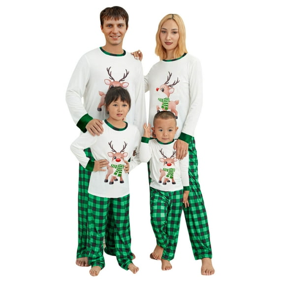 Family Matching Pajamas Christmas Pjs Holiday Nightwear Sleepwear Sets Long Sleeve Pjs
