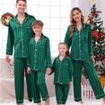 thumbnail image 1 of Family Matching Pajamas Christmas Satin Pajamas Long Sleeve Button down Holiday Home Sleepwear Set Matching Pajamas Family, 1 of 5