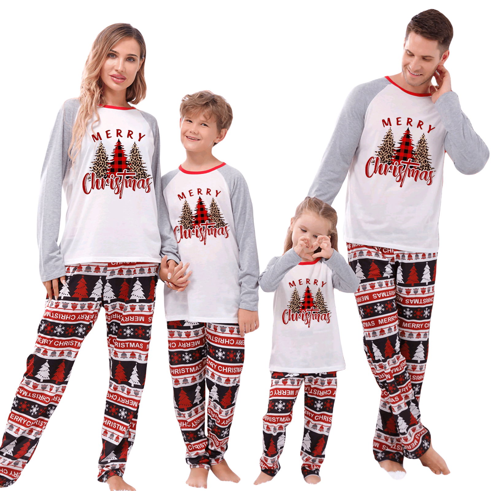 Family Matching Pajamas Christmas Tree Letters Print Long Sleeve Tops ...