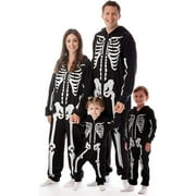 SUNLOUDY Family Matching Pajamas Set Halloween Glowing in the Dark Skeleton One Piece Hooded Jumpsuit Holiday Pjs Set
