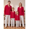 thumbnail image 1 of Family Matching Pajamas Set Solid Long Sleeve Lapel Button Down Tops Plaid Pants Holiday Pajamas, 1 of 10