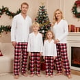 thumbnail image 1 of Family Matching Pajamas Set Solid Long Sleeve Lapel Tops Plaid Pants Holiday Pajamas Sleepwear, 1 of 10
