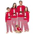 thumbnail image 1 of Family Matching Santa Themed Holiday Pajama Set, Festive Red and White Striped Pattern with Pet Outfit, 1 of 7