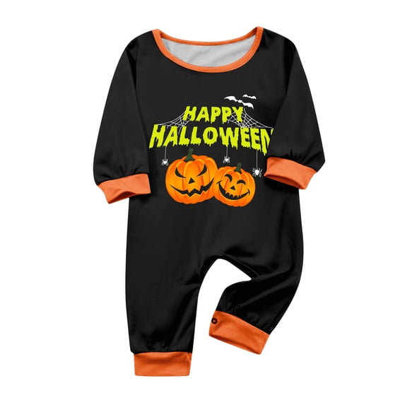 Family Matching Short-Sleeve Halloween PJs Cute Jack-O-Lantern and Friendly Ghost Graphic Sleepwear Sets Comfortable Seasonal Loungewear Outfits