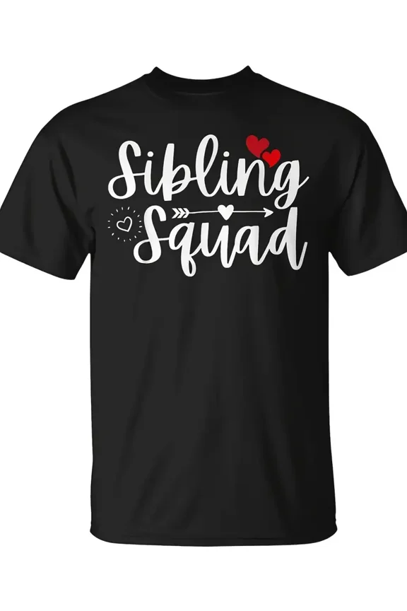 Family Matching Sibling Squad Heart Design Unisex Short Sleeve Crew Neck T-Shirt
