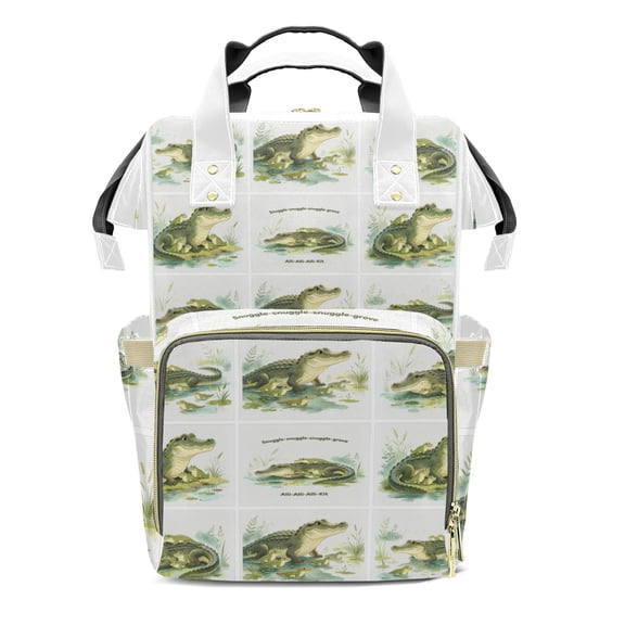Family Matching Snuggle Alli Kit Grove Alligator Diaper Backpack for Boys, Large Capacity Diaper Bags for Girls, Alligator Mummy Bag with Insulated Pockets