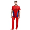 thumbnail image 1 of Family Matching Superhero Pajamas Set Red Blue Spider Graphic Short Sleeve Top Long Pants Halloween Sleepwear Loungewear, 1 of 3