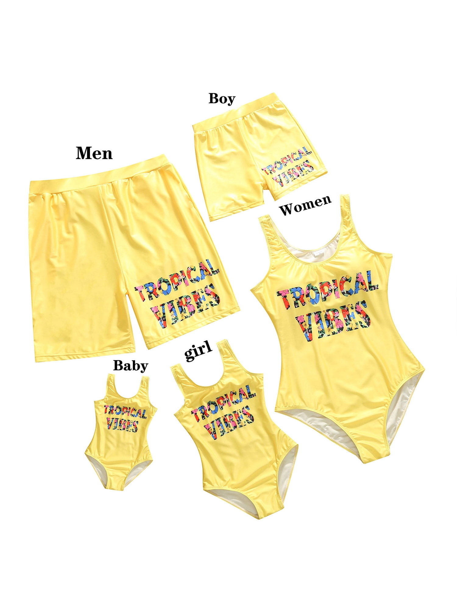 Family Matching Swimwear Set Sleeveless Letter Print One Piece Swimsuit