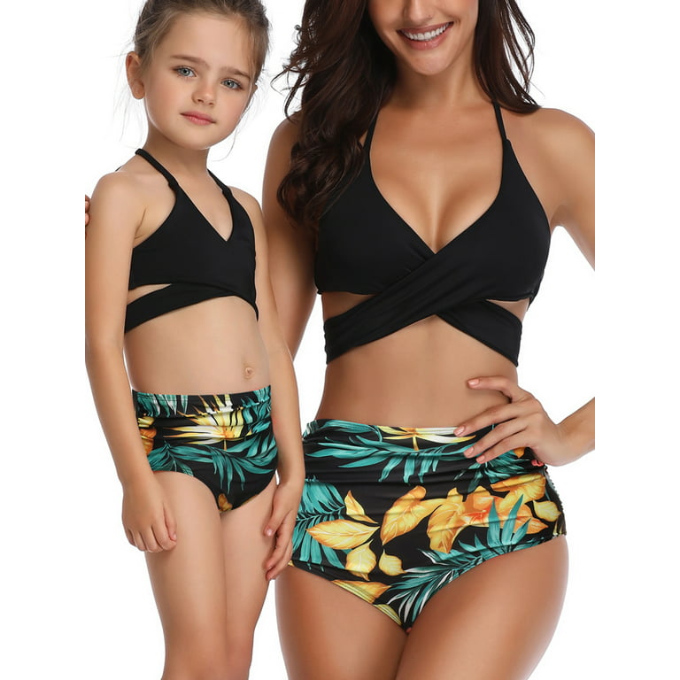 Family Matching Swimwear Two Pieces Bikini Set Mother Daughter Bikini  Swimsuits Father Son Swim Trunk Summer Beach Swimsuits