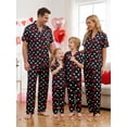 thumbnail image 1 of Family Matching Valentine Pajamas Set Heart Print Short Sleeve Tops Pants Holiday Sleepwear, 1 of 10