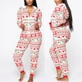 thumbnail image 1 of Family Matching Women Holiday Romper Christmas Pyjamas Xmas Nightwear Jumpsuits Long Sleeve Hooded Ladies Winter Warm Homewear, 1 of 6