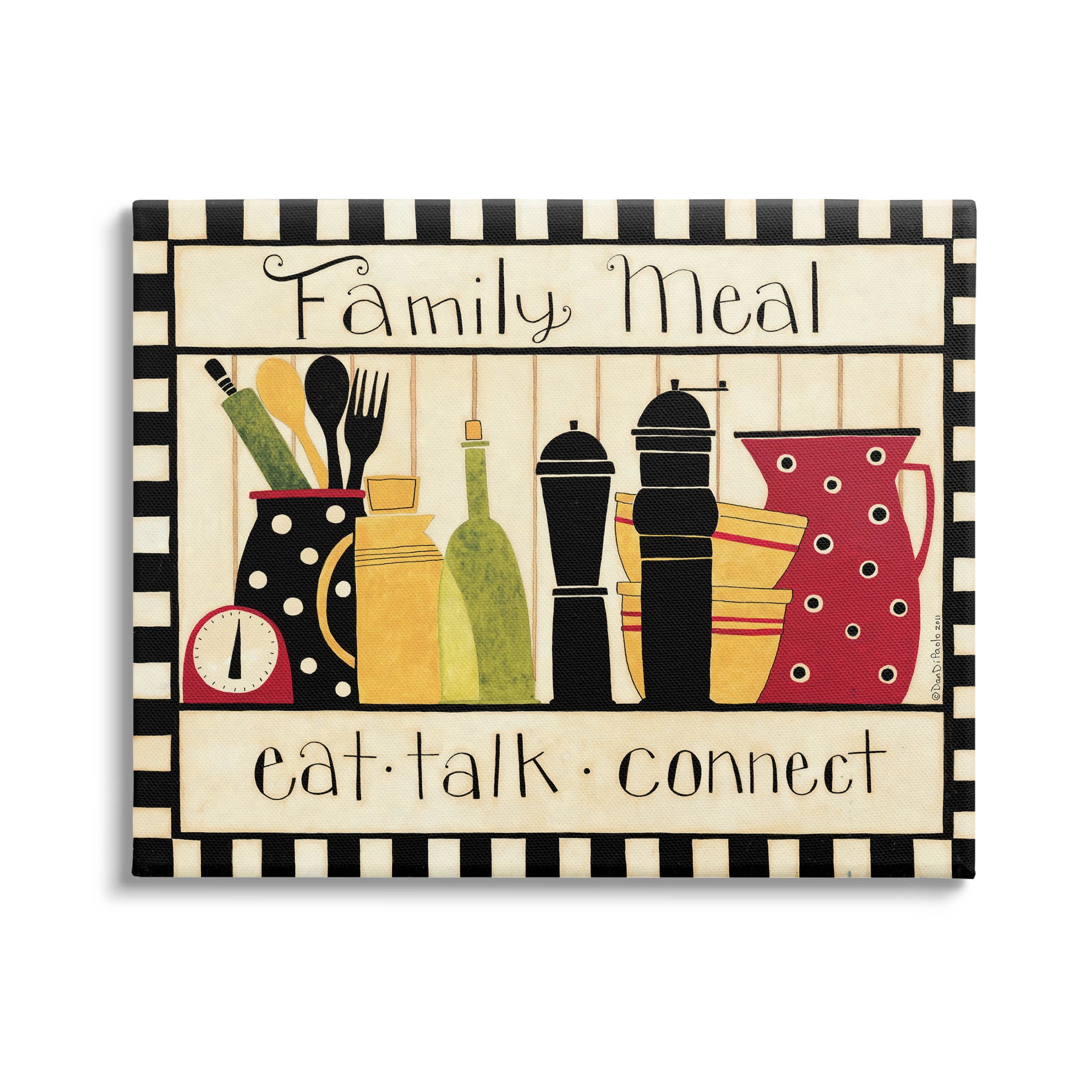 Vintage Kitchen Utensils Canvas Wall Art in Black and Red