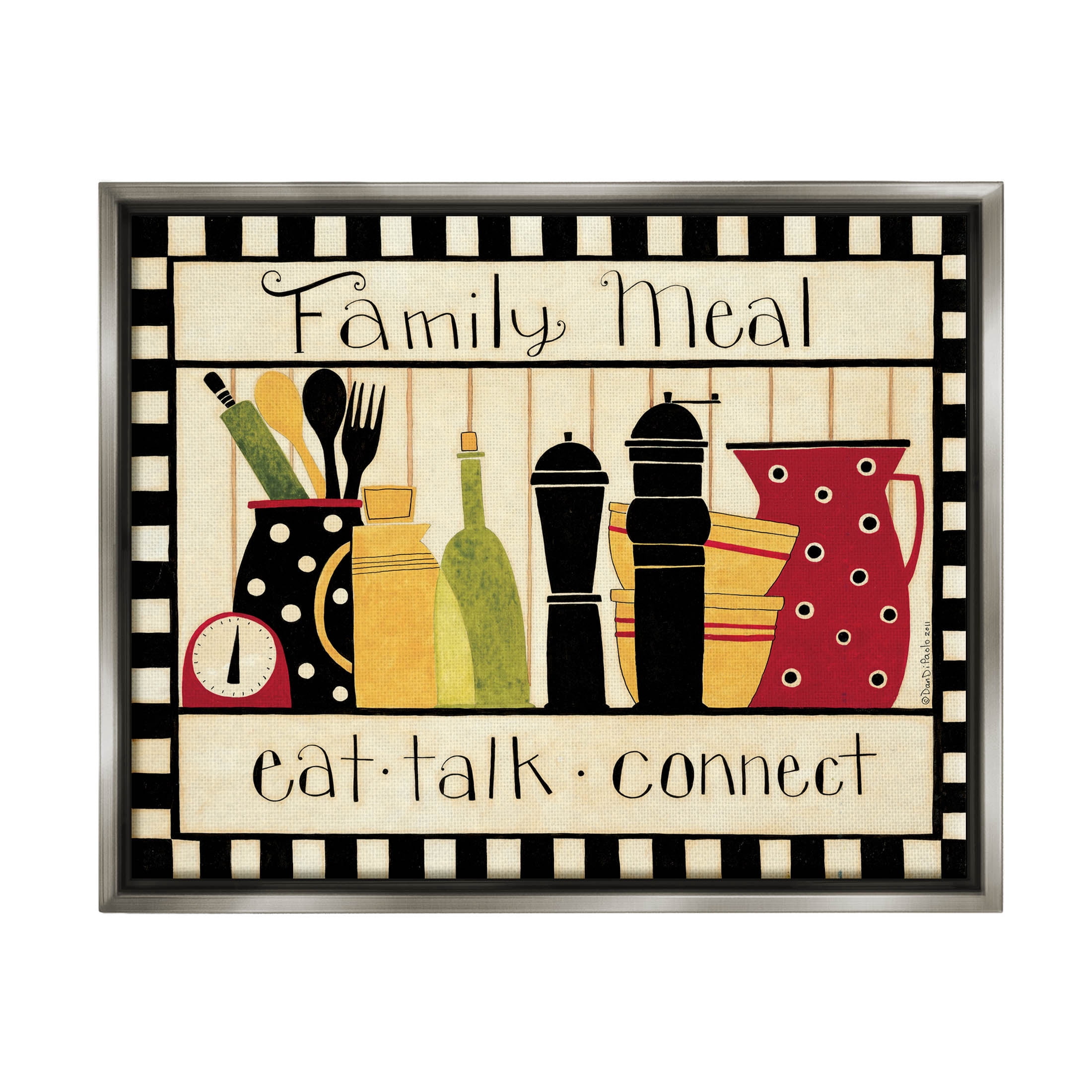 Family Meal Vintage Kitchen Utensils Food & Beverage Graphic Art Luster Gray Framed Art Print Wall Art