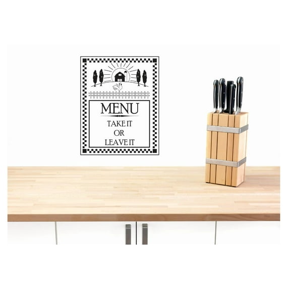 Family Menu Take it or Leave it Cute Home Wall Decal Decoration Menu Take it or Leave it Cute Typography Lasts Years and Easily Removable - Size: 20 In(W) x 30 In(H)