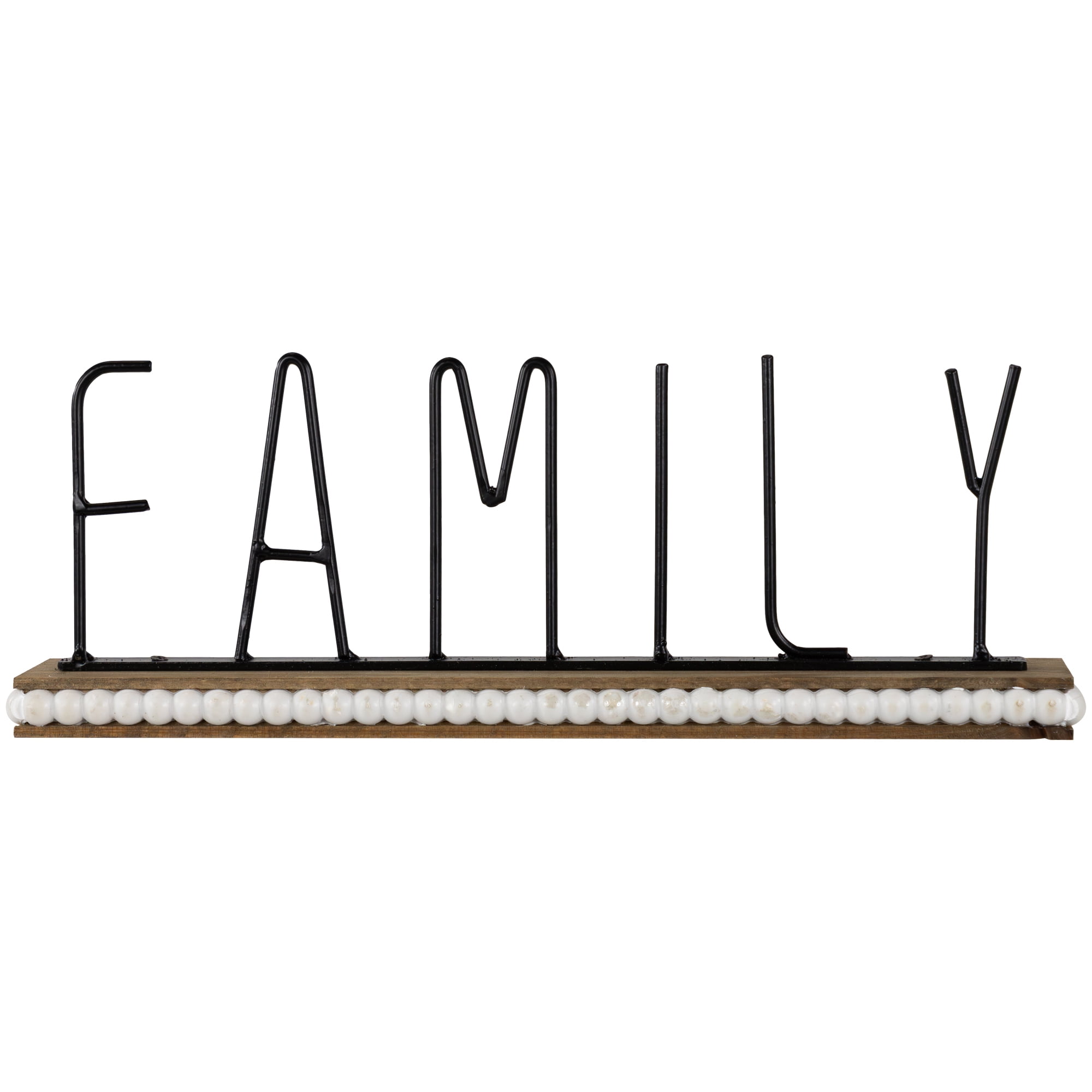 Northlight Metal "Family" Wood and Bead Decoration - 11.5"