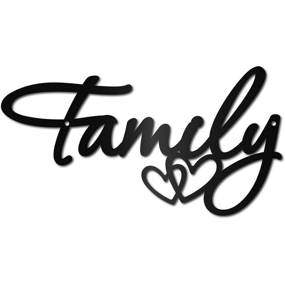 Family Metal Wall Art Decor Black Wall Silhouette Hanging Decor Iron Wire Wall Art Sculpture Decoration Sign Cut Out Minimalist Blessed Ornament for Farmhouse Indoor Outdoor Home 6 x 12Inch